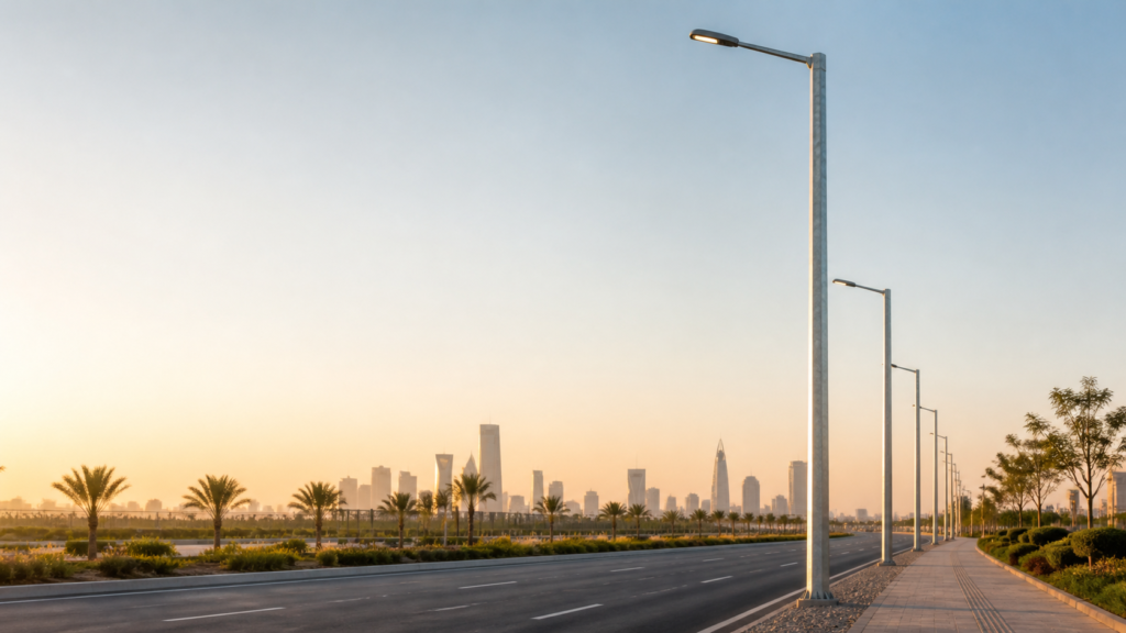 أعمدة إنارة الشوارع والطرق للمشاريع في السعودية